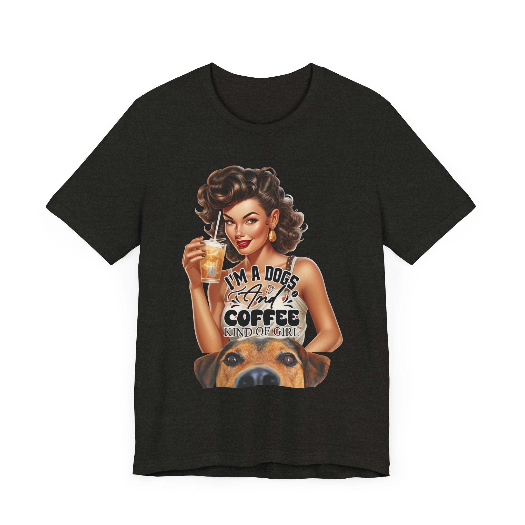 Coffee drinking Dog Mom Unisex Jersey Short Sleeve Tee